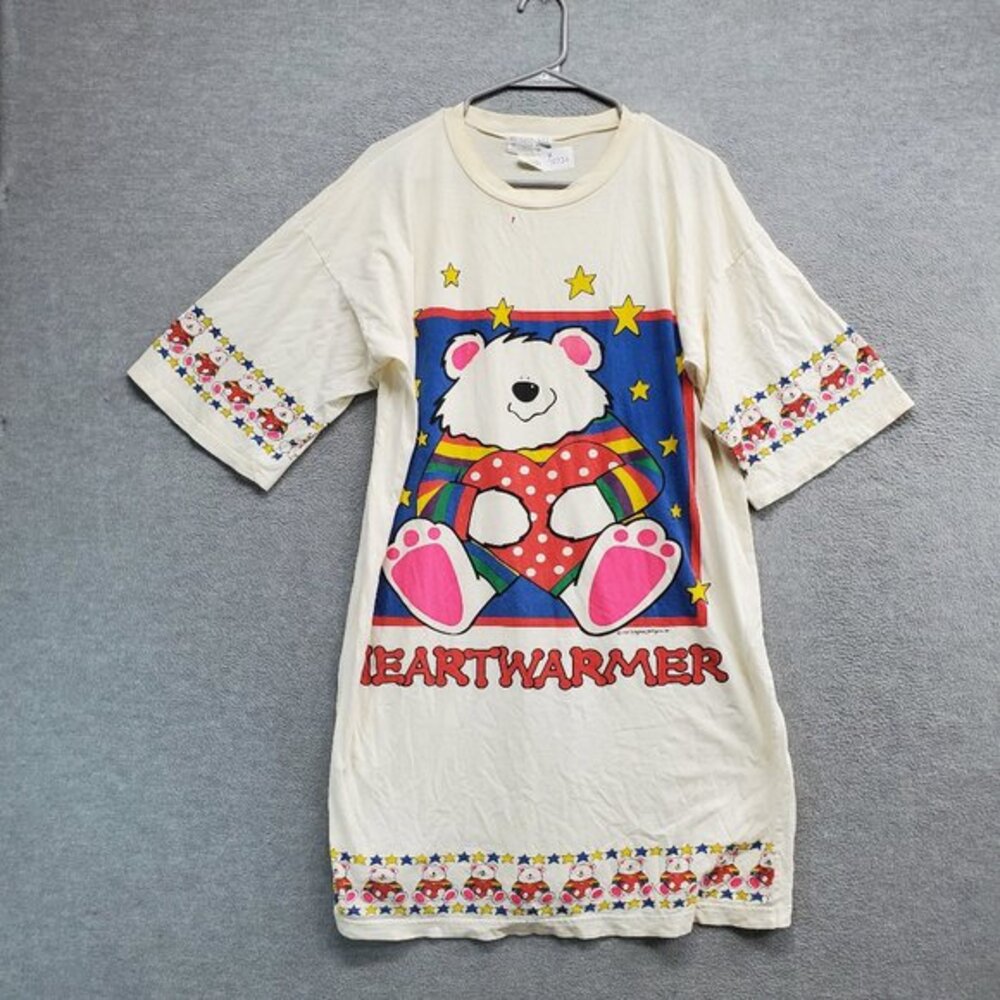 VINTAGE Animal House Women Sleepwear OS Sleepshirt Dress‎ Heart Warmer 90s READ